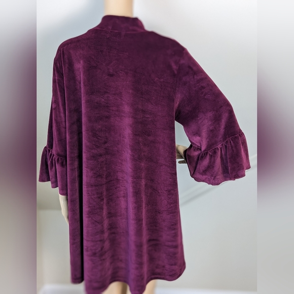 Velvet Merlot Plush Bell Sleeved Dress XL - Picture 5 of 7